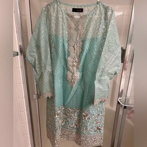 Khaadi brand new formal net sequins kurta lace embroidery Pakistani desi wear